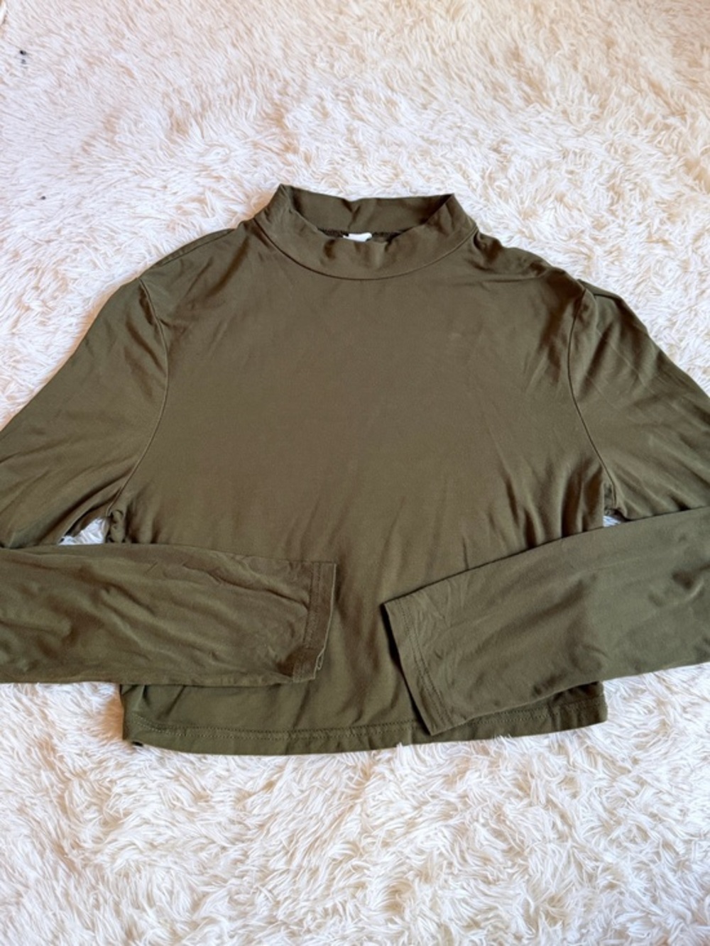 H&M Olive Green Long Sleeve Crop Top